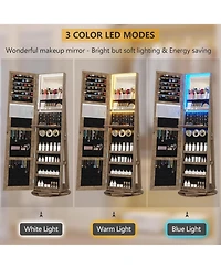 Vlsrka 360° Swivel Jewelry Full-Length Mirror Cabinet with Lights