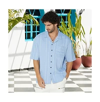 Campus Sutra Men's Powder Blue Unbalanced-Ridge Oversized Shirt