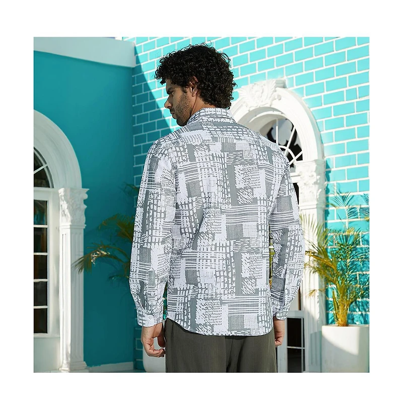 Campus Sutra Men's Flint Grey Verve-Impressionistic Shirt