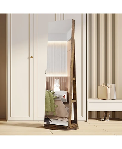 Vlsrka 360° Swivel Free-Standing Jewelry Armoire Cabinet with Mirror