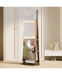 Vlsrka 360° Swivel Free-Standing Jewelry Armoire Cabinet with Mirror