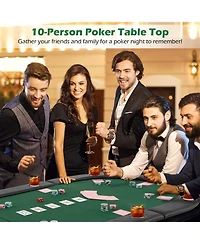 Hongge 84 Inch 10 Player Folding Poker Table Top with Cup Holders and Casino Felt Surface
