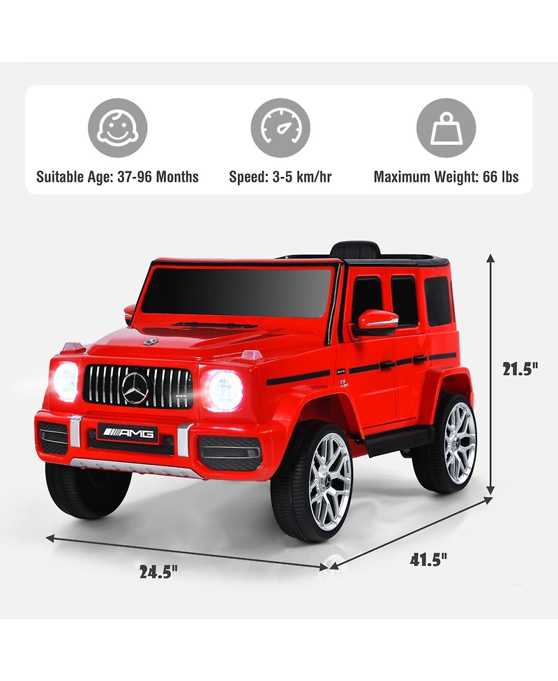 Sugift 12V Mercedes-Benz G63 Licensed Kids Ride On Car with Remote Control