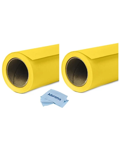 Savage 2 Pack Widetone Seamless Background Paper, 86" wide x 36' Canary, 38 - With Microfiber Cleaning Cloth