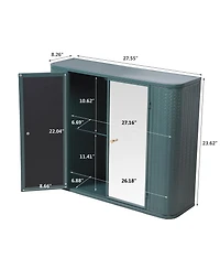 Clihome Green Wall-Mounted Bathroom Cabinet with Mirror – Ideal for Bathroom, Living Room, Kitchen & Dining Area
