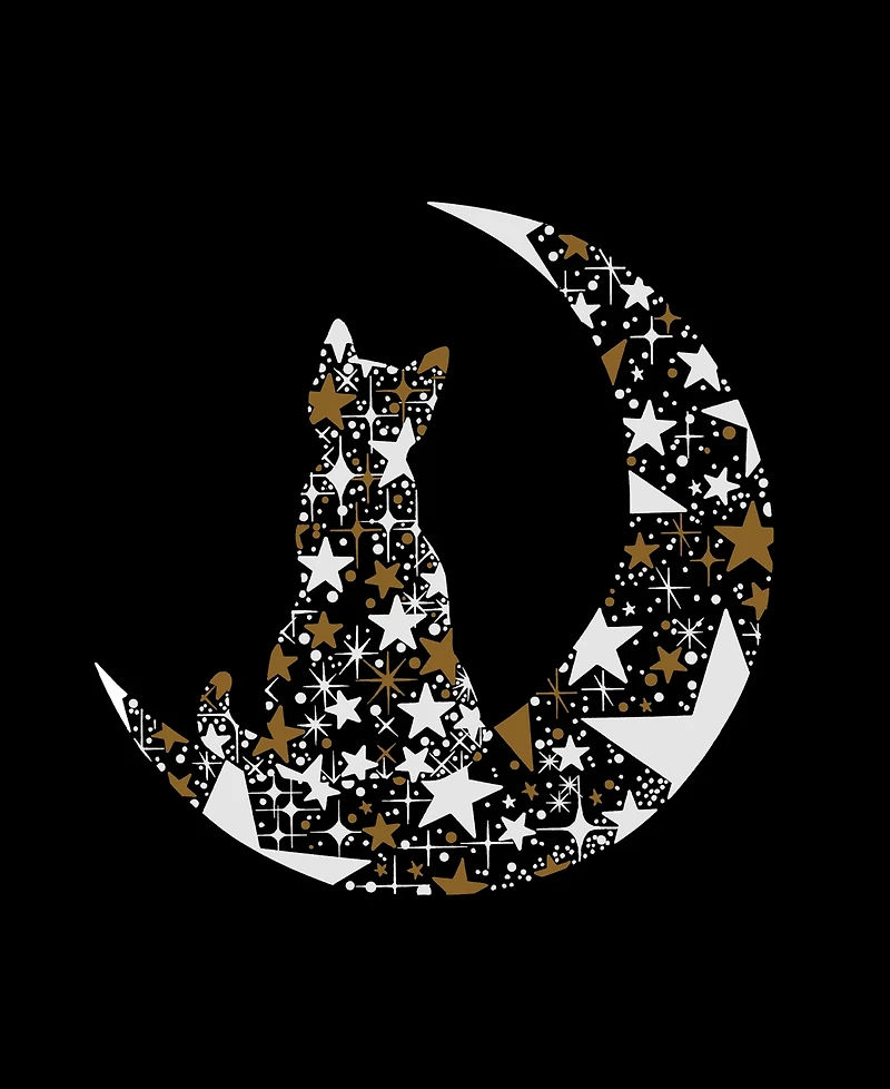 La Pop Art Women's Cat Sitting On Moon Word Long Sleeve Sweatshirt