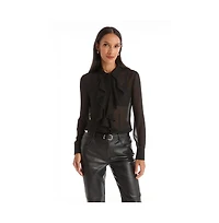 The Noli Shop Women's Georgia Semi-Sheer Blouse - Burgundy