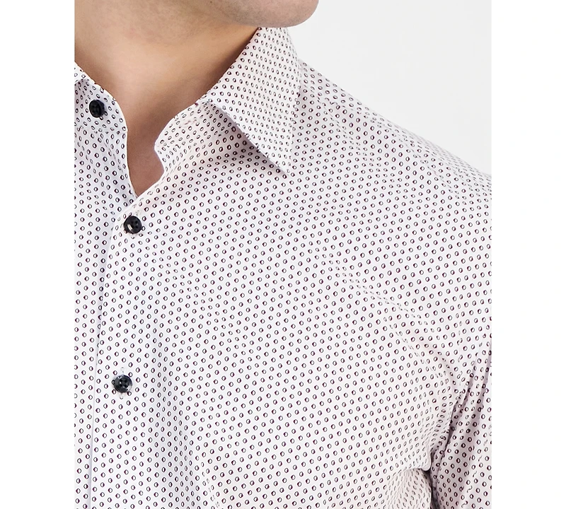 Men's Modern-Fit Circle Print Dress Shirt