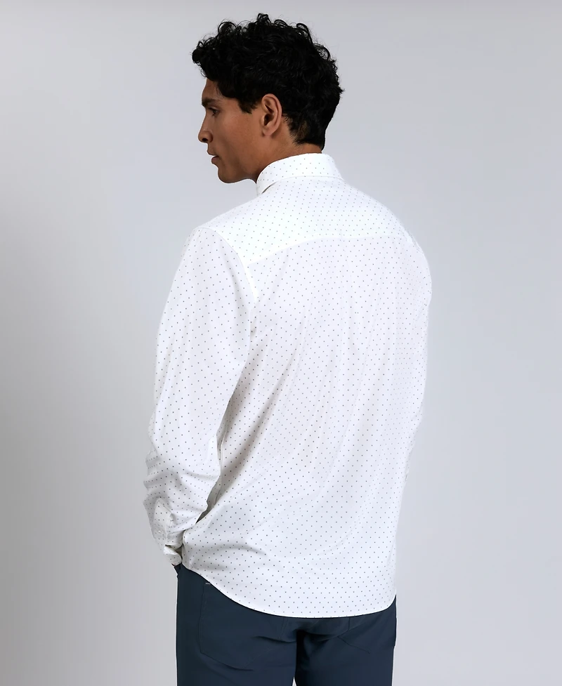 Kenneth Cole Men's Slim-Fit Performance Stretch Printed Button-Down Shirt