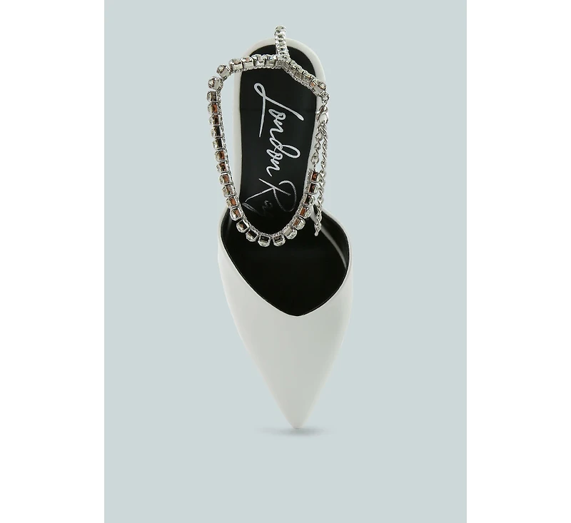 joyce diamante embellished stiletto mule sandals