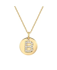 Suzy Levian Sterling Silver Cubic Zirconia Letter "C" Initial Disc Pendant Necklace