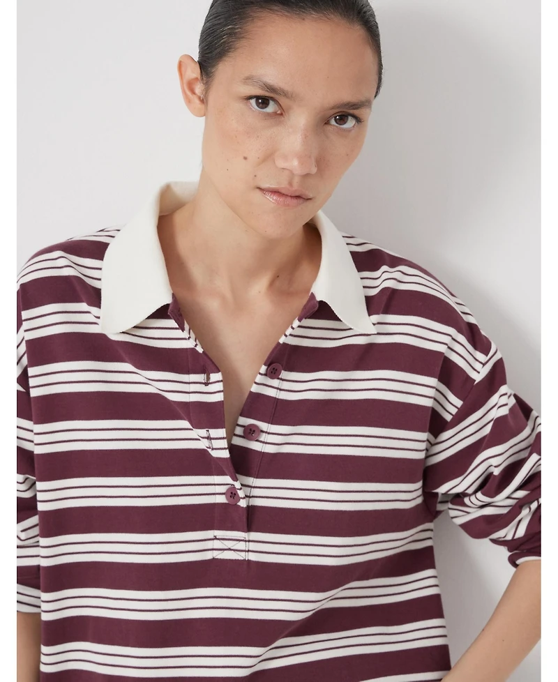 Hush Women's Cotton Striped Polo Top