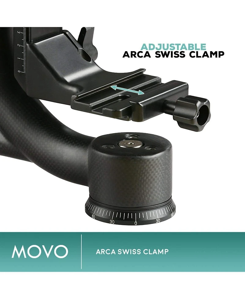 Movo GH800 Mkii Carbon Fiber rofessional Gimbal Tripod Head with Arca-Swiss Quick-Release Plate
