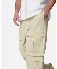 mnml Men's Ultrabaggy Channel Cargo Denim, Oversized Fit, Multi-Pocket Design, Washed Finish, Adjustable Waist, Streetwear Jeans