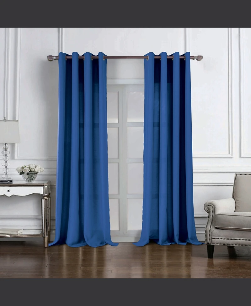 Rt Designers Collection Cole Textured Grommet Room Darkening Curtain Panel 54" x Navy