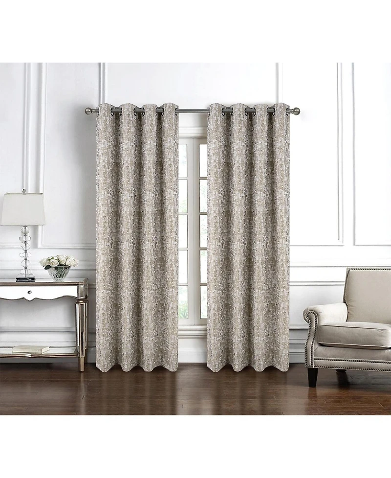Rt Designer Collection Cambridge Jacquard Luxurious Decorative Grommet Curtain Panel 54" x 90" Taupe