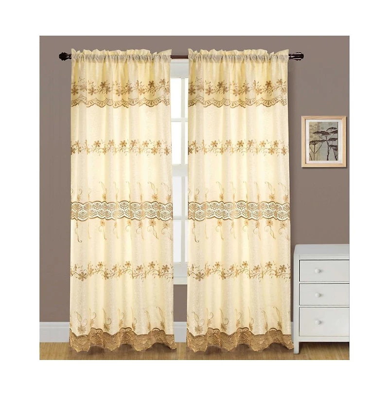 Rt Designers Collection Alisa Macrame Rod Pocket Window Room Darkening Panel 54" x 84" Beige