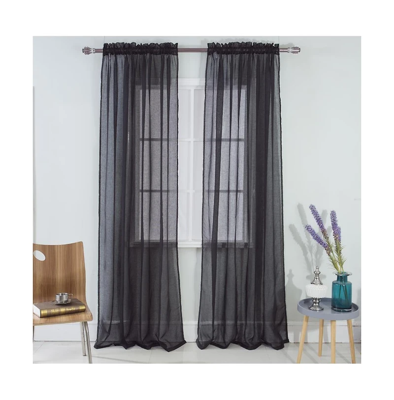 Rt Designers Collection Astro Textured Rod Pocket Curtain Panel 54" x 90" Black