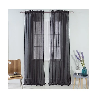Rt Designers Collection Astro Textured Rod Pocket Curtain Panel 54" x 90" Black