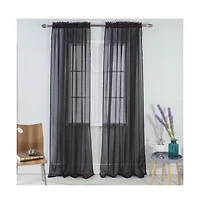 Rt Designers Collection Astro Textured Rod Pocket Curtain Panel 54" x 90" Black