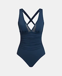 Cupshe Women's Deep V Mesh Panel One-Piece Swimsuit