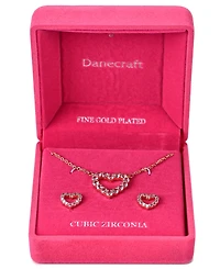 Giani Bernini Gold-Tone Cubic Zirconia Heart Pendant Necklace and Matching Earrings Set