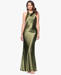 Betsy & Adam Women's Halter-Neck Sleeveless Satin Gown