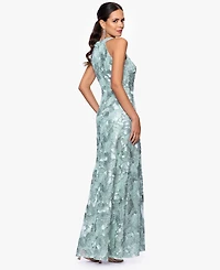 Betsy & Adam Women's Sequined Soutache Halter Gown