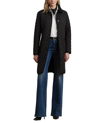 Lauren Ralph Women's Quilted Design Buttoned Coat