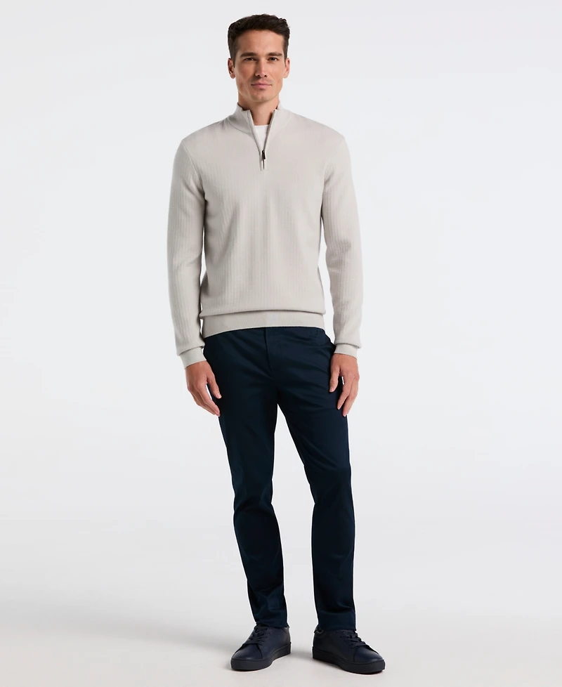 Perry Ellis Men's Long-Sleeve Ottoman Quarter-Zip Sweater