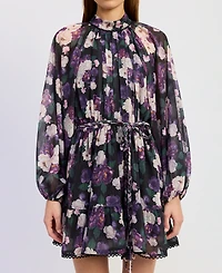 En Saison Women's Long-Sleeve Turtle Neck A-Line Mini Dress