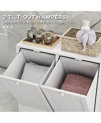 kleankin Tilt-out Laundry Storage Cabinet with 2 Hamper Compartments,