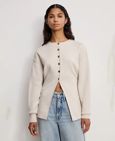 Good American Women's Crewneck Long-Sleeve Cardigan Sweater