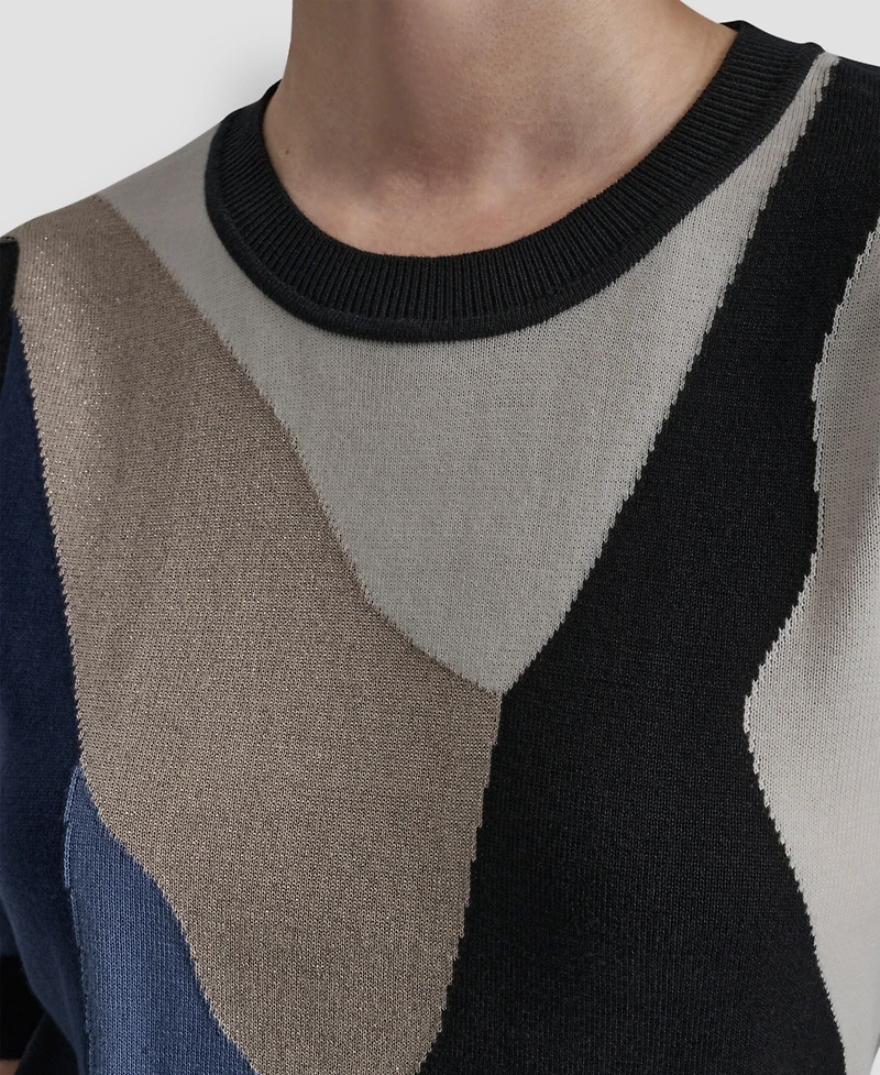 Dkny Women's Short-Sleeve Color-Block Sweater