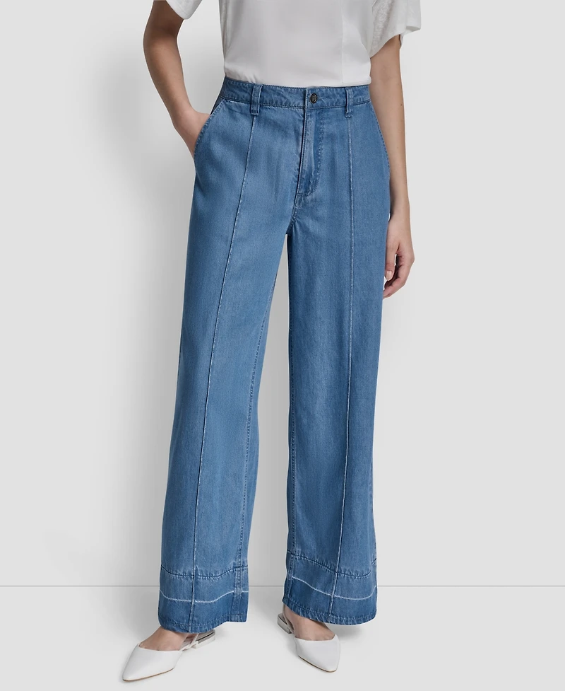 Dkny Women's Belted Front Seam Straight Pants