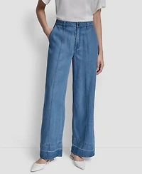 Dkny Women's Belted Front Seam Straight Pants