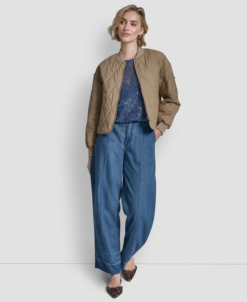Dkny Women's Long-Sleeve Quilted Bomber Jacket