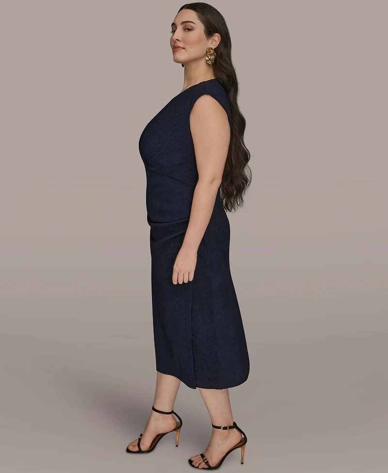 Donna Karan New York Plus Jewel Neck Midi Dress