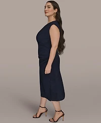 Donna Karan New York Plus Jewel Neck Midi Dress