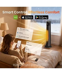 Morento Tower Space Heater for Indoor, 1500W Smart Heaters with App&Remote Control, Ptc Ceramic Electric Heater, Overheat Protection for Office Home