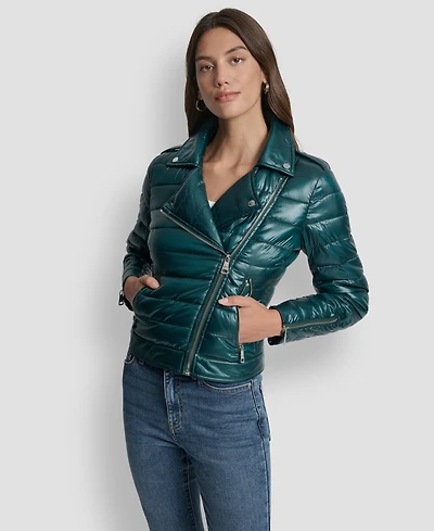 Dkny Jeans Women's Lightweight Zip-Front Puffer Jacket