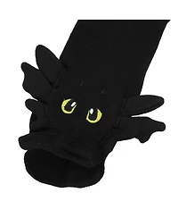 How to Train Your Dragon Men's Toothless Plush Character Heads Adult Black Casual Crew Socks -Osfa
