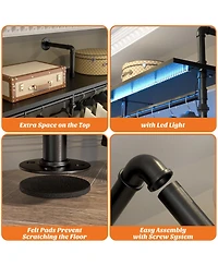 Industrial Pipe Clothing Rack, Reversible 118.3'' Clothes Rack for Hanging