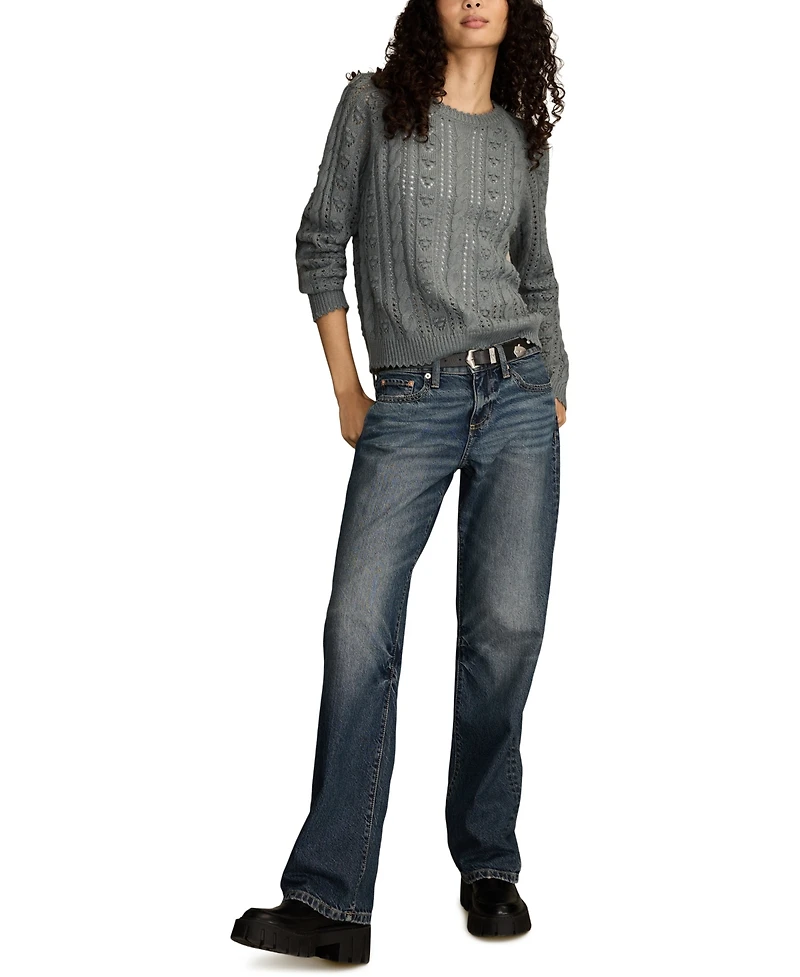 Lucky Brand Women's Pointelle Crewneck Sweater