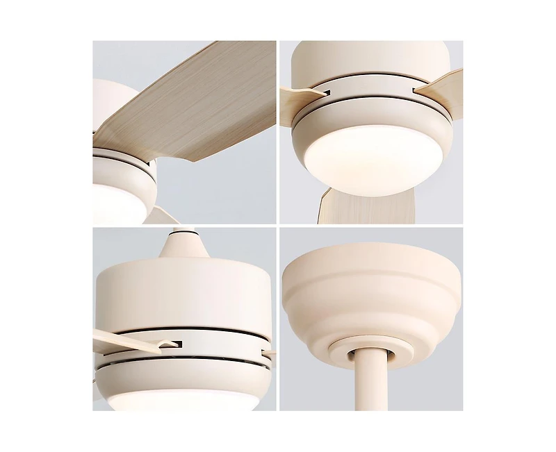 46-inch Modern Beige 3-blade Ceiling Fan with Led Light with Six-speed Remote Control