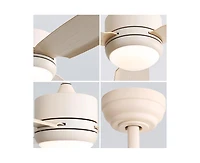 46-inch Modern Beige 3-blade Ceiling Fan with Led Light with Six-speed Remote Control