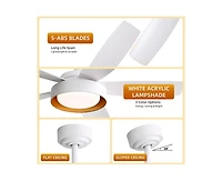 Sofucor 42-inch Modern White 5 - Blade Ceiling Fan With Remote Control and Light Kit