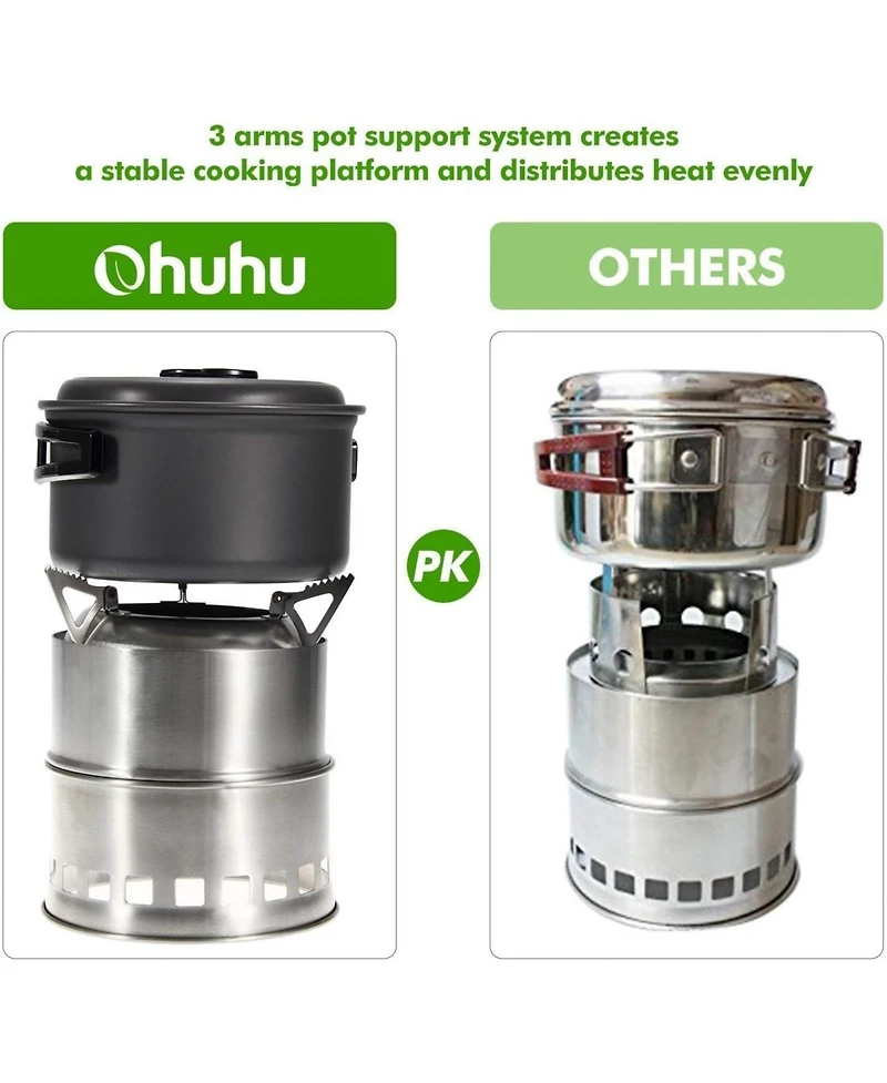 Aofar Stainless Steel Wood Burning Camp Stove – Mini Portable with Grill Grid & Carry Bag for Outdoor Cooking