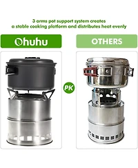 Aofar Stainless Steel Wood Burning Camp Stove – Mini Portable with Grill Grid & Carry Bag for Outdoor Cooking