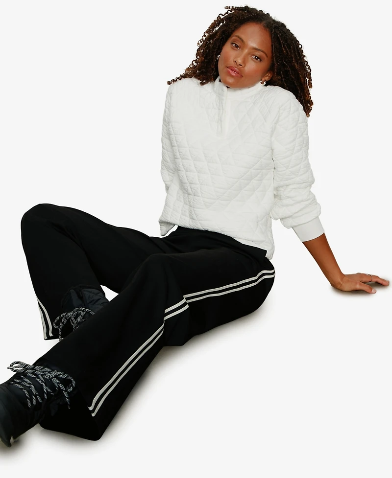 Sanctuary Women's Quilted Button Popover Pull-On Sweatshirt